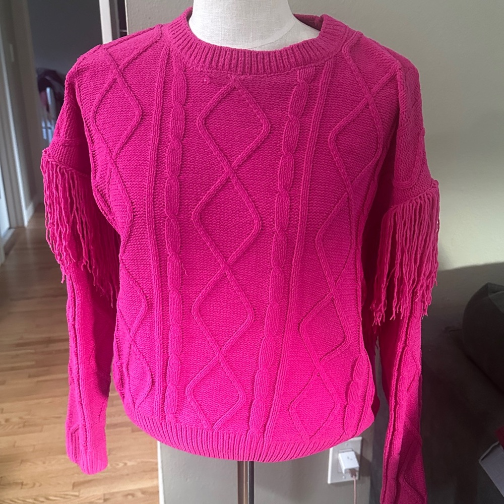 Vibrant Pink Cable Knit Sweater NWOT